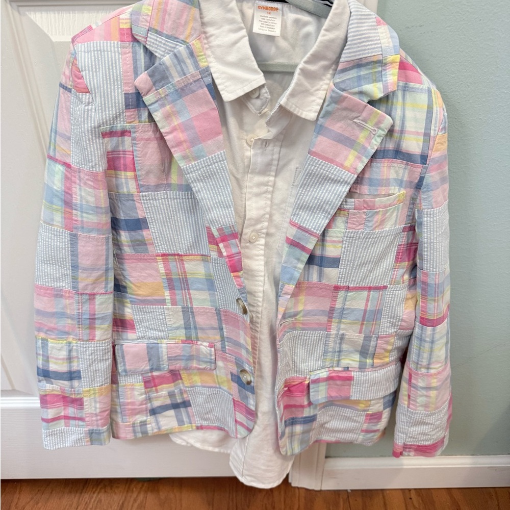 Patchwork Pastel Blazer, Shirt and chinos. Size 12